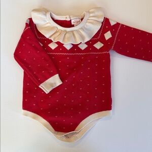 Red Baby Bodysuit with Cream Accents